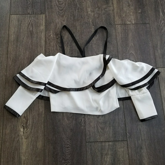 Haute Rogue Ruffle Black and White Top - small - Picture 3 of 7